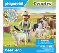 Playmobil Country 71444 : Berger avec Moutons, Kit de Figurines en Plastique Multicolore, 26 pièces, 4-10 ans, Chien/Mouton, 93x38x120mm