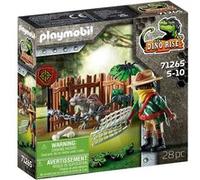 Playmobil - Set Dino Rise 71265 - Bébé spinosaure et combattant - Personnage et dinosaure en cage