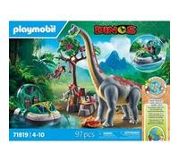 PLAYMOBIL Dinos Rencontre avec Brachiosaurus en hydroglisseur, Jouets de construction