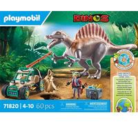 PLAYMOBIL 71820 Spinosaure, chercheur et véhicule a grue pivotante, Dinos, 60 pieces, Des 4 ans