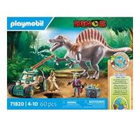 PLAYMOBIL 71820 Spinosaure, chercheur et véhicule a grue pivotante, Dinos, 60 pieces, Des 4 ans