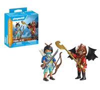 Playmobil Duo Pack Chevalier Novelmore Contre Raider Burnham, 15 Pièces, avec Armes et Accessoires