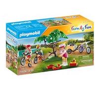 Playmobil 71426 Vacanciers et vélos - Family Fun - Excursion à vélo en Famille - Comprend Trois Personnages, Trois vélos, Une remorque, des Casques et Un Sac à Dos rempli de collations - Dès 4 Ans
