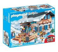 PLAYMOBIL - Family Fun Les Sports d'hiver - Chalet de Montagne avec Skieurs