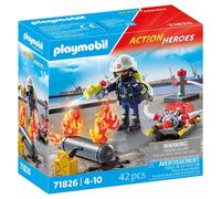 Playmobil 71826 Pompier – Pompe à eau & réservoir enflammé