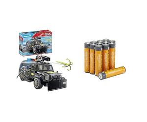 Playmobil Forces Spéciales 4x4, lumière/Son, 5+ Ans, & Piles AAA Alcalines Amazon Basics 12 pcs, 10 Ans
