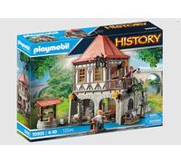 PLAYMOBIL History 70955 Musée Médiéval 125 pièces à partir de 4 ans avec 2 figurines et accessoires : tour de poterie, roue rotative, métier à tisser et bien plus encore, jouet de construction, jouet