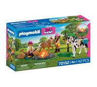 Playmobil | I Love Horses | Excursion à Cheval avec feu de Camp | Set de randonnée avec mère, Fille, Cheval, Poney et feu de Camp électronique | pour Enfants à partir de 4 Ans | 72132