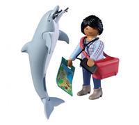 Playmobil Playset 72091 - Zoo : Dauphin et visiteur - Bleu