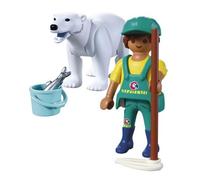 Playmobil Jouet 72090 – Zoo : Ours polaire articulé et gardien de zoo – Accessoires – Dès 4 ans