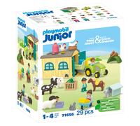 PLAYMOBIL Junior 71656 JUNIOR : Aventure à la ferme avec tracteur, remorque et amis animaux