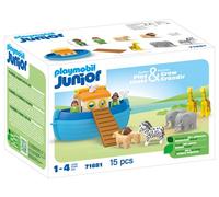 PLAYMOBIL Junior 71681 Arche de Noé transportable, 15 pièces, Comprend un bateau flottant et animaux, Dès 1 an