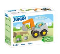 Playmobil 71684 Junior : Pelleteuse - Comprenant Un Toit de Cabine Repliable et 3 Pierres empilables - Jouet fabriqué à partir de matière d'origine végétale - Dès 12 Mois