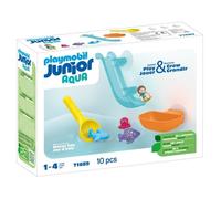 PLAYMOBIL Junior 71689 Toboggan aquatique et animaux marins Comprend un personnage, des animaux et des accessoires - Dès 18 mois