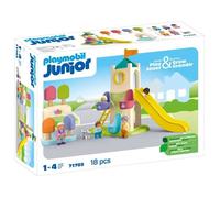 PLAYMOBIL Junior 71703 Aire de jeux avec toboggan géant Comprend cinq personnages, un toboggan et des accessoires - Dès 1 an