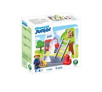 Playmobil Puzzle en bois Pompiers Junior 72088 – 6 pièces 17 x 17 cm dès 1 an avec pompier et chat