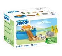 PLAYMOBIL Junior 71681 Arche de Noé transportable, 15 pièces, Comprend un bateau flottant et animaux, Dès 1 an