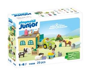 PLAYMOBIL Junior : Aventure à la ferme avec tracteur, remorque et amis animaux, Jouets de construction