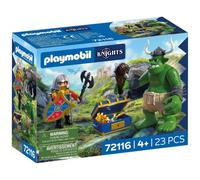 Playmobil - Jeu de construction - Troll avec chevalier lion et trésor - Vert - Enfants