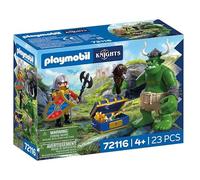 PLAYMOBIL Knights 72116 Trolls avec trésor de Lion, Figurine de Troll avec massue Mobile et Coffre au trésor, Jouet de Chevalier pour Enfants à partir de 4 Ans