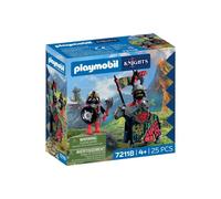 Playmobil Knights 72118 Dragon Knight Leader Set 25 pièces, 2 figurines et cheval blindé, bannière rouge, or/jaune