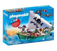 PLAYMOBIL - Les Pirates - Chaloupe des pirates avec moteur submersible - 202 pièces - 701.9 g