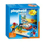 Playmobil Micro Playmo Pirates - PLAYMOBIL - 4331 - Mini décor d'île pirates - Accessoires aimantés