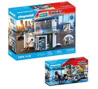Playmobil pack moto Police Policier en moto et voleur (70572) + Poste de police (71874)