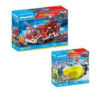 Playmobil pack Pompier : Fourgon d'intervention (9464) + Pompiers avec coussin (71465)