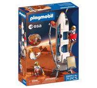 Playmobil Jeu Fusée d'exploration Mars ESA 72011 – rampe de lancement, 2 astronautes, 71 pièces