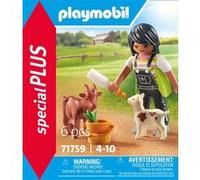 Figurine Miniature - PLAYMOBIL - PLL71759 - Fermière avec Chèvre - Jouet pour Enfants - 3 Éléments