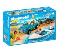 PLAYMOBIL - Summer Fun - Voiture avec Bateau et Moteur Submersible