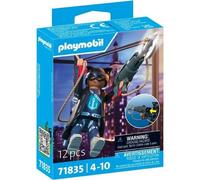 Playmobil Figurine Super-héros Lady Falcon (71835) – Articulée, tyrolienne & cape – Noir/Sarcelle