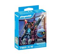 Playmobil Figurine Super-héros Lady Falcon (71835) – Articulée, tyrolienne & cape – Noir/Sarcelle