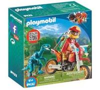 Playmobil The Explorers 9431 Pilote de moto et raptor Blanc G