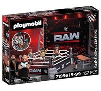 Playmobil | WWE® | RAW Ring Collectors Set | Ring de Catch avec CM Punk, Seth Rollins, Arbitre, caméraman et Accessoires | pour Les Fans à partir de 5 Ans | 71956