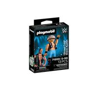 PLAYMOBIL WWE Stone Cold Steve Austin 71959 Lot de figurines 13 pièces Action Pose Bras levé Noir, Bleu