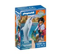 Playmobil Playset 72091 - Zoo : Dauphin et visiteur - Bleu