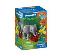 PLAYMOBIL Zoo Elephant Calf and Zookeeper 72092 Coffret animal 6 pièces Multicolore
