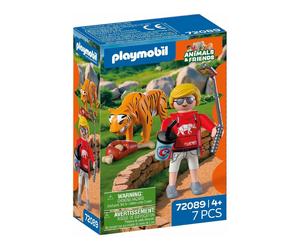 Playmobil Zoo Tiger with Baby Play Set, Includes Visitor Figure with Selfie Stic