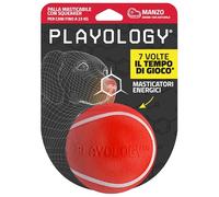 Playology Balle à mordiller siffleuse pour Chiens | Jouet Stimulant au Parfum bœuf 100% Naturel, pour Chiens de Taille Moyenne/Grande (5 kg et Plus) | Sifflez, rapportez et jouez