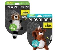 Playology Ensemble de jouets en peluche pour chien | Jouets rembourrés et parfumés pour petits chiens | Écureuil au beurre d'arachide et raton laveur