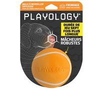 Playology Jouets pour Chiens Balle à mâcher Qui couine - Balle Flottante résistante et rebondissante pour Chiens | Jouet parfumé au Cheddar Moyen