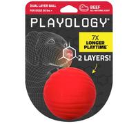 Playology Jouets pour Chiens Jouet à mâcher Double Couche résistant pour Chiens Qui mordillent Beaucoup | Jouet géant parfumé au bœuf