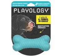 Playology Jouets pour Chiens Jouet à mâcher Durable en Forme d'os à Double Couche pour Chiens | Jouet de Taille Moyenne parfumé au Beurre de cacahuète