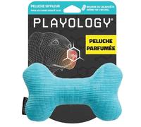 Playology Os en Peluche siffleur pour Chien | Jouet en Peluche pour Chien au Parfum Beurre de cacahuète 100% Naturel, avec Un sifflet interactif pour Les Chiens de Taille Moyenne (7-16 kg)