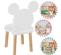 PlayPals Furniture Chaise Enfant Bois, Petite Chaise Enfant de 2 à 7 Ans, Petite Chaise Enfant Souris Blanche avec Nœud, Fauteuil Enfant pour Les Filles et Les garçons- chaises Bois