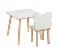 PlayPals Furniture Table et chaise pour enfant de 3 à 7 ans - 50 x 50 x 47 cm - Table et chaise en MDF et bois - Finition naturelle - Bords arrondis - Stable et sans danger pour les enfants de 3 à 7
