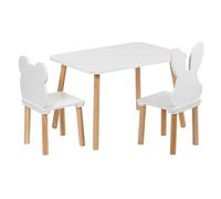 PlayPals Table en bois pour enfant avec 2 chaises - 50 x 70 x 47 cm - Table de jeu pour bébé - Blanc