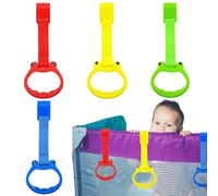 Playpen Pull Up Rings, 4pcs Safe Cartoon Handles, 9.06x3.54 Inches Enhances Eye Hand Coordination, Kids Playpen Accessories for Motor Skills Development